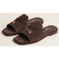  tfp flat sandals square toe - 500 - καφέ σουέτ