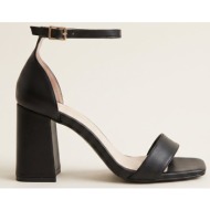  tfp block heel sandals ankle strap - 1688 - μαύρο ματ