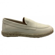  ανδρικό λευκό leather nappa loafers/white abarca