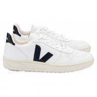  ανδρικό λευκό v-10 leather white and black sneakers veja