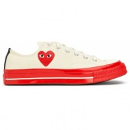  ανδρικό λευκό white low top red sole sneakers comme des garçons play