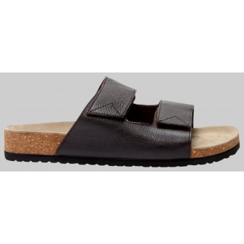 ανδρικό μαύρο leather sliders selected