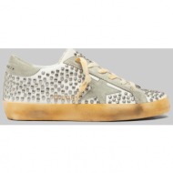  ανδρικό λευκό glitter star super-star sneakers golden goose