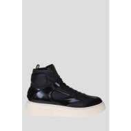  ανδρικό μαύρο cassio high sneakers in black salvatore ferragamo