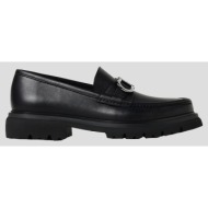  ανδρικό leather loafers with silver logo salvatore ferragamo