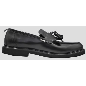 ανδρικό μαύρο leather loafers in black