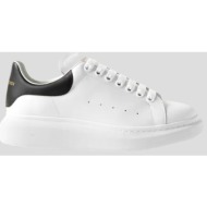  ανδρικό λευκό oversized leather sneakers in white alexander mcqueen