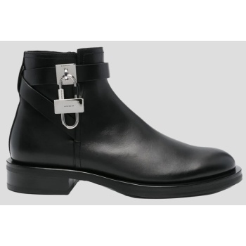 ανδρικό μαύρο lock leather ankle boots