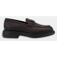  ανδρικό καφέ gancini plaque slip-on loafers salvatore ferragamo