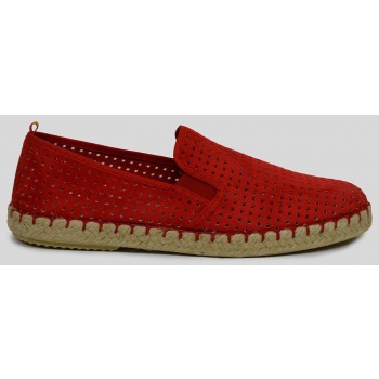 κόκκινο red suede perforated