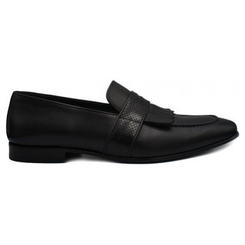 ανδρικό μαύρο black leather loafers σε προσφορά