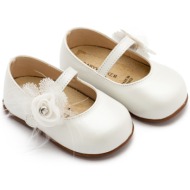  babywalker βαπτιστικά γοβάκια μονή μπαρέτα με λουλούδι pri2640 εκρού