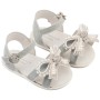 babywalker βαπτιστικά πέδιλα διακοσμημένα με φιόγκο απο πέρλες pri2655 ασημί