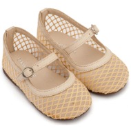  babywalker βαπτιστικά γοβάκια μονή μπαρέτα με δίχτυ bw4881 μπεζ