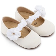  babywalker βαπτιστικά γοβάκια μονή μπαρέτα με υφασμάτινο διακοσμητικό bw4888 λευκό