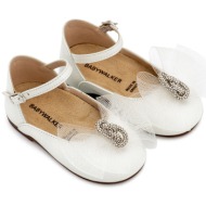  babywalker βαπτιστικά γαλλικά γοβάκια με φιόγκο και στρας bw4890 εκρού