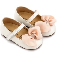  babywalker βαπτιστικά γοβάκια μονή μπαρέτα με σατέν φιόγκο bw4893 εκρού ροζ