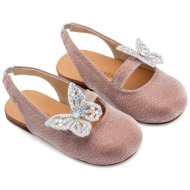  babywalker βαπτιστικά γαλλικά σαμπό διακοσμημένα με στρασένια πεταλούδα στο πλάι exc5881 ροζ