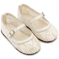  babywalker βαπτιστικά γοβάκια απο ύφασμα φιλντιρέ λουλούδια exc5897 εκρού δαντέλα