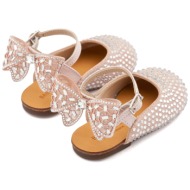  babywalker βαπτιστικά σαμπό διακοσμημένα ολόγυρα με στρας και φιόγκο απο στρας στη φτέρνα lu6132 ροζ